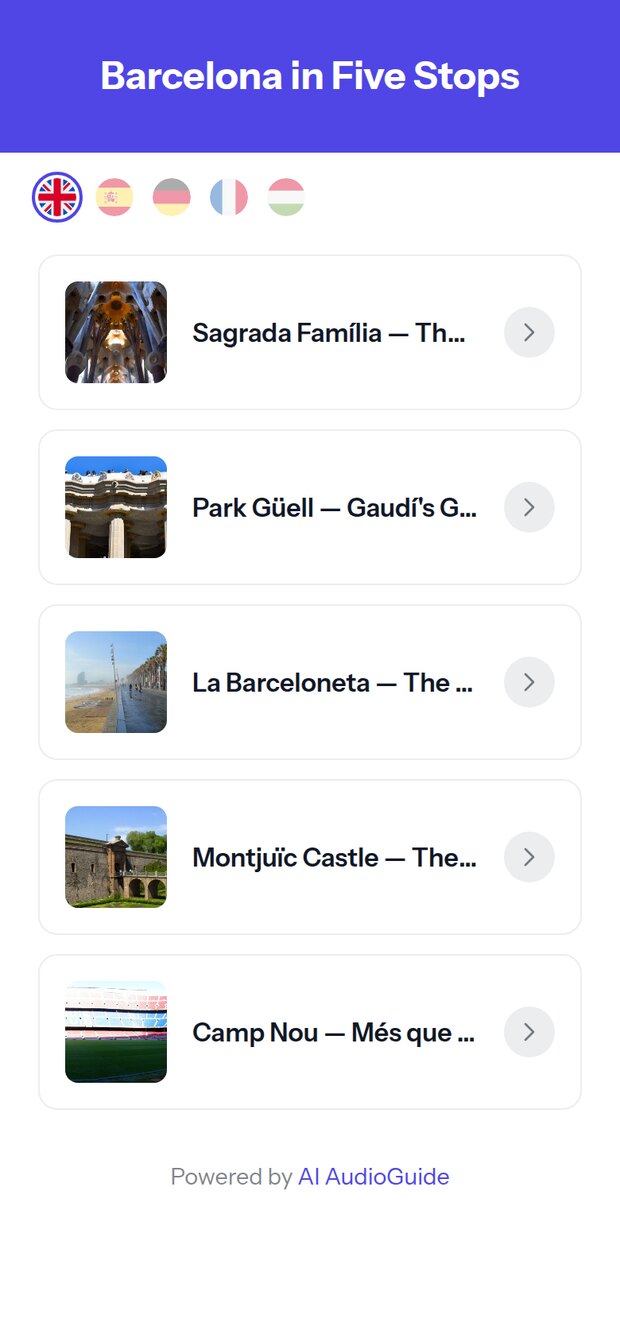 The “Barcelona in Five Stops” playlist on a visitor’s phone